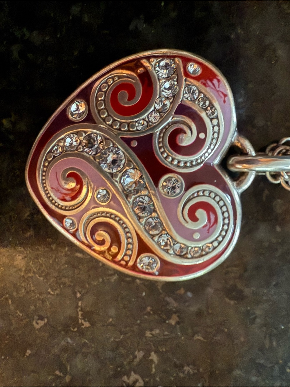 Brighton Heart Pendant Necklace in Red with Crystal Accents